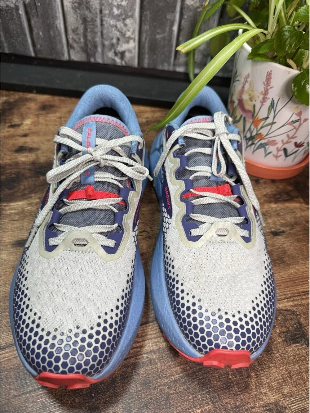 Brooks Caldera 6 Blue/Gray/Red Geometric Low Top Lace-Up Men's Sneaker